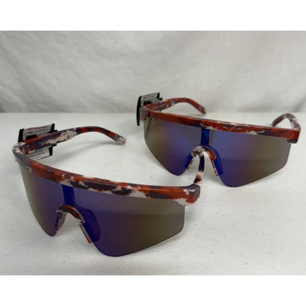 2 Pair Foster Grant Caliblue Plastic Shield Sunglasses Multicolor New